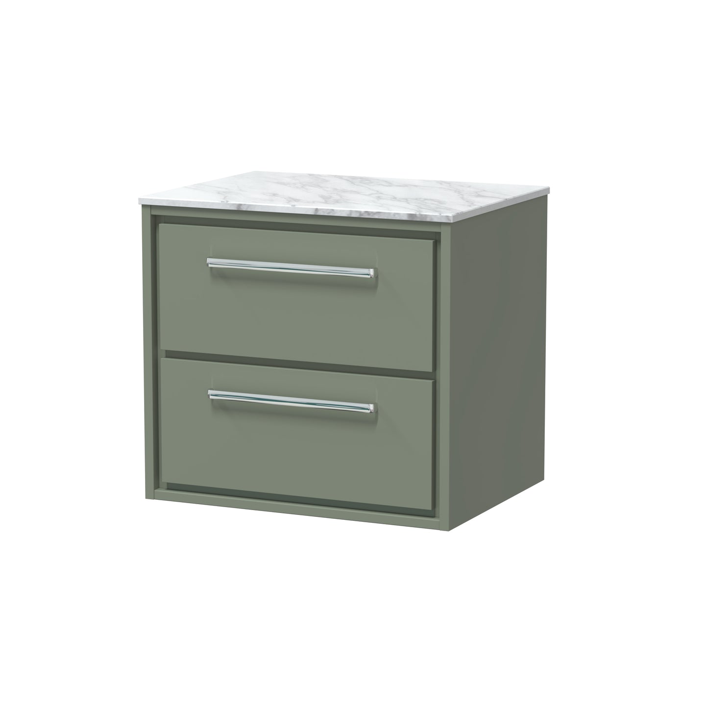 Hudson Reed 600mm Wall Hung 2-Drawer Vanity with Marble Worktop