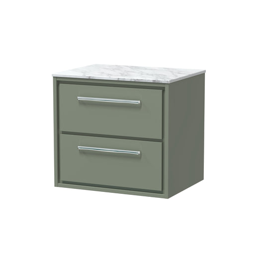 Hudson Reed 600mm Wall Hung 2-Drawer Vanity with Marble Worktop