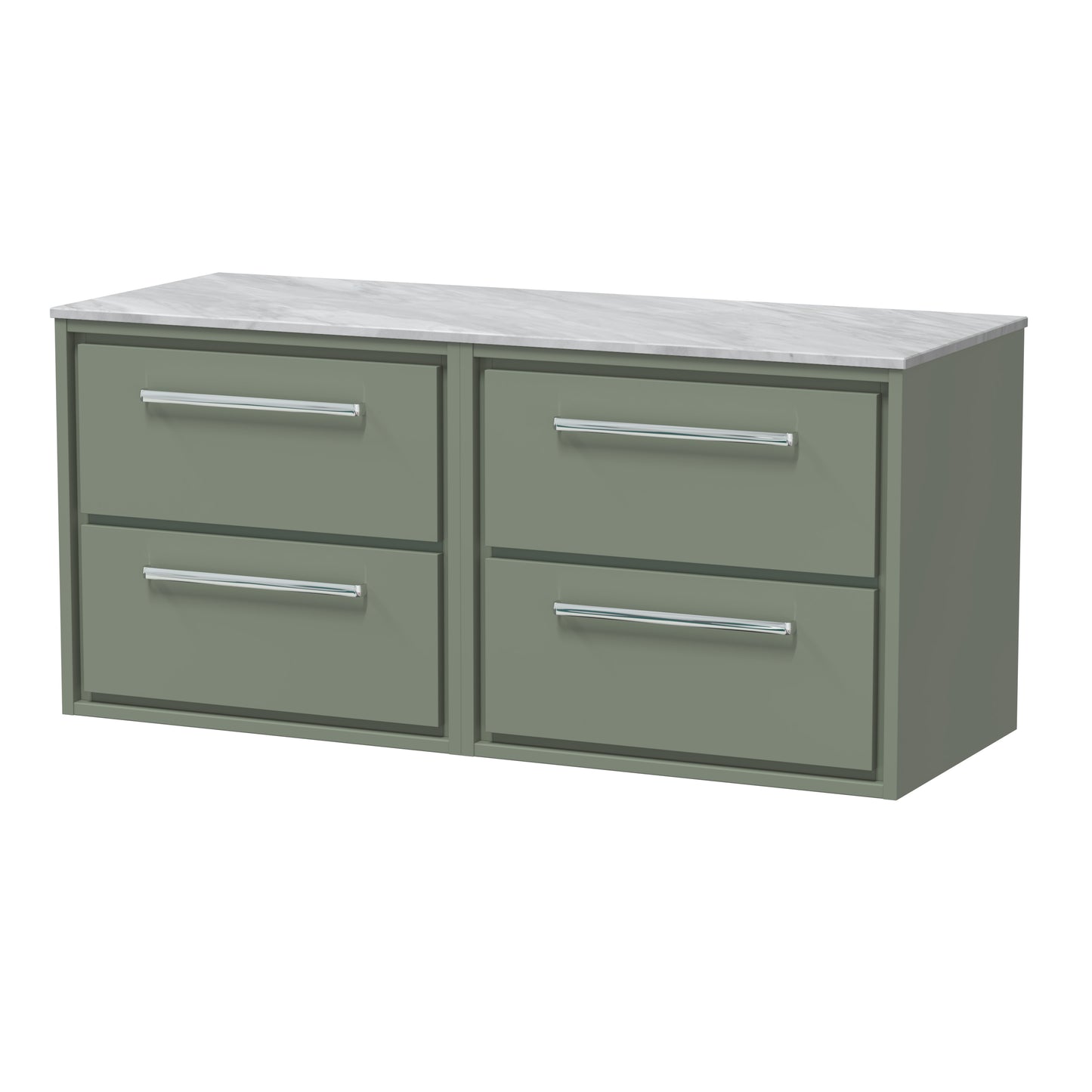 Hudson Reed 1200mm Wall Hung 4-Drawer Vanity with Marble Worktop