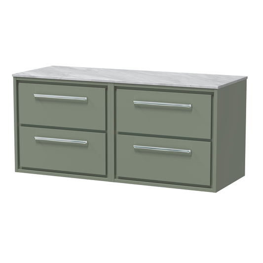 Hudson Reed 1200mm Wall Hung 4-Drawer Vanity with Marble Worktop