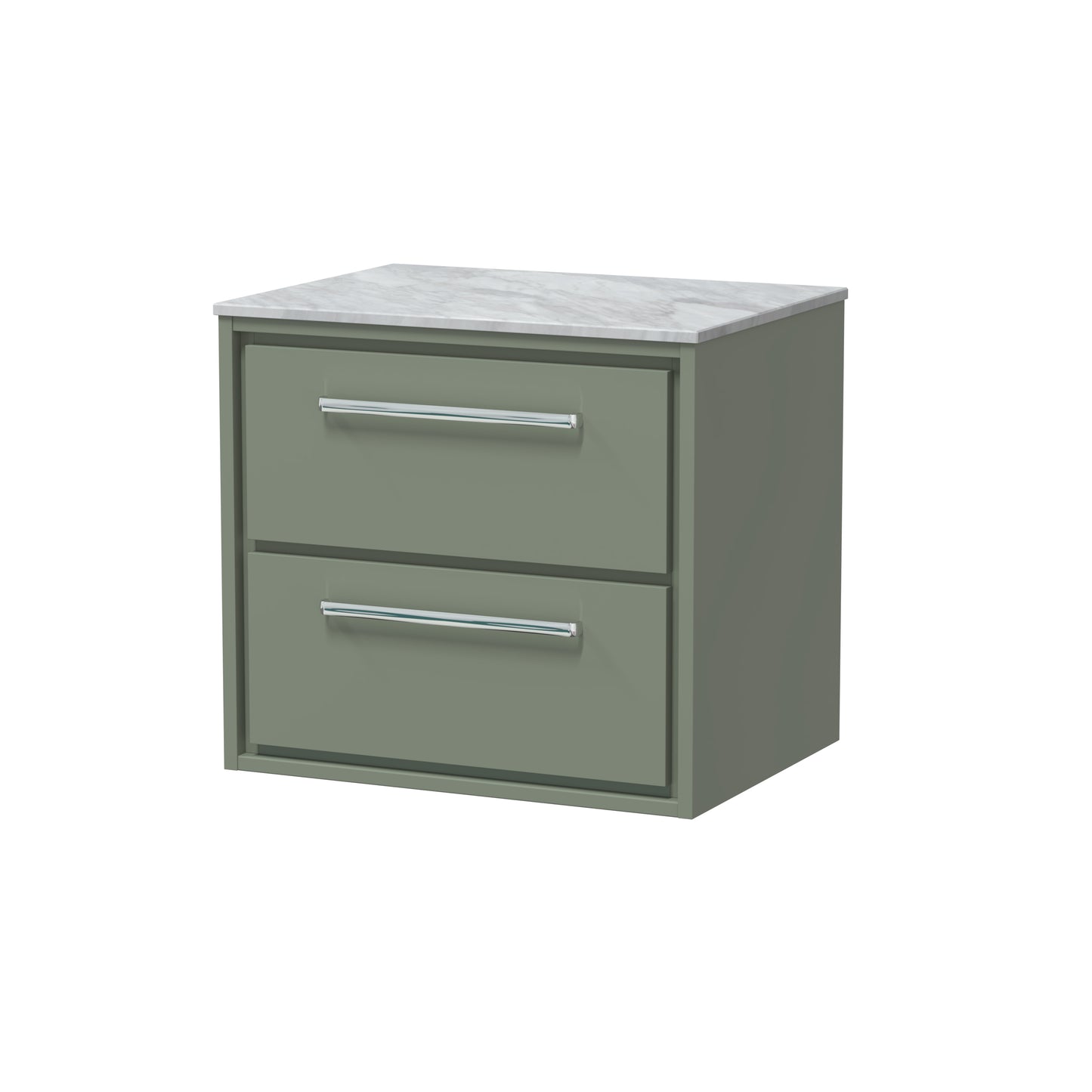 Hudson Reed 600mm Wall Hung 2-Drawer Vanity with Marble Worktop