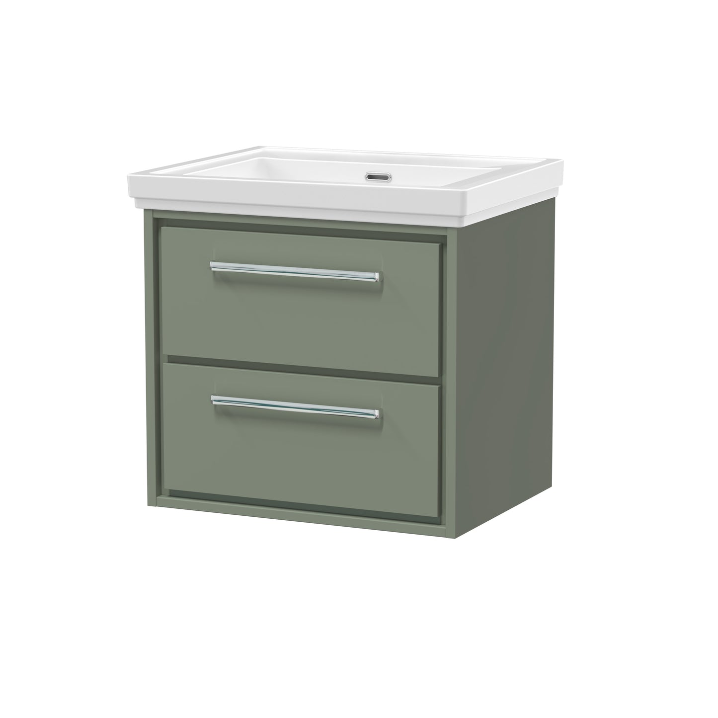 Hudson Reed 600mm Wall Hung 2-Drawer Vanity with Basin - 0 Tap Hole