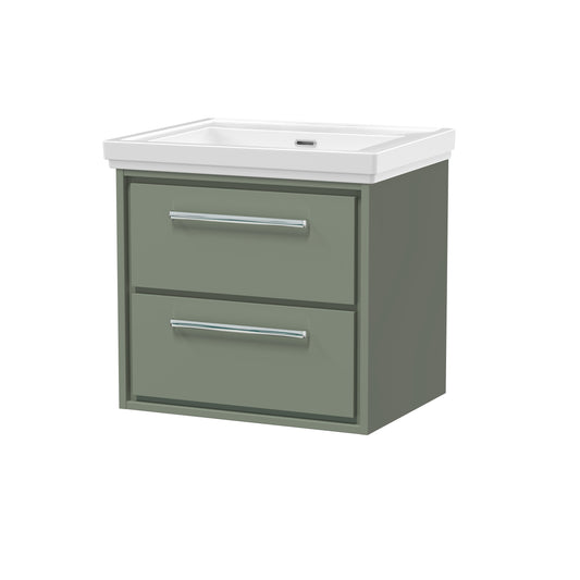 Hudson Reed 600mm Wall Hung 2-Drawer Vanity with Basin - 0 Tap Hole