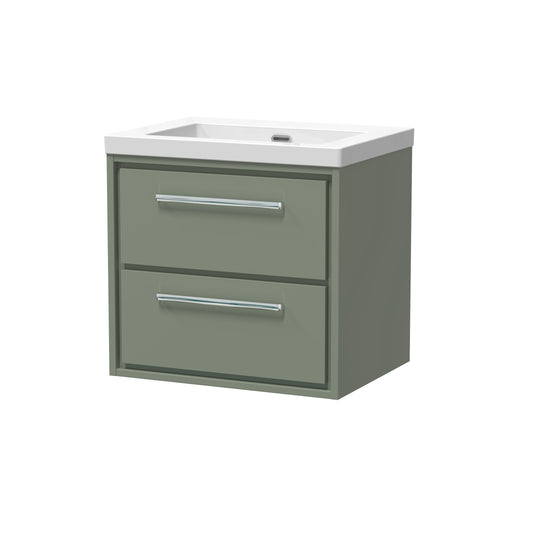 Hudson Reed 600mm Wall Hung 2-Drawer Vanity with Basin - 0 Tap Hole