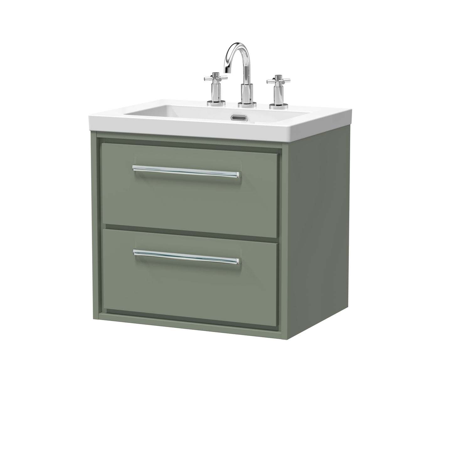 Hudson Reed 600mm Wall Hung 2-Drawer Vanity with Basin - 3 Tap Hole
