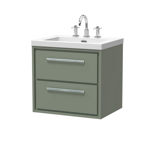 Hudson Reed 600mm Wall Hung 2-Drawer Vanity with Basin - 3 Tap Hole