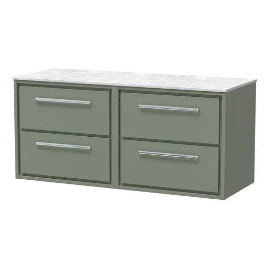 Hudson Reed 1200mm Wall Hung 4-Drawer Vanity with Marble Worktop