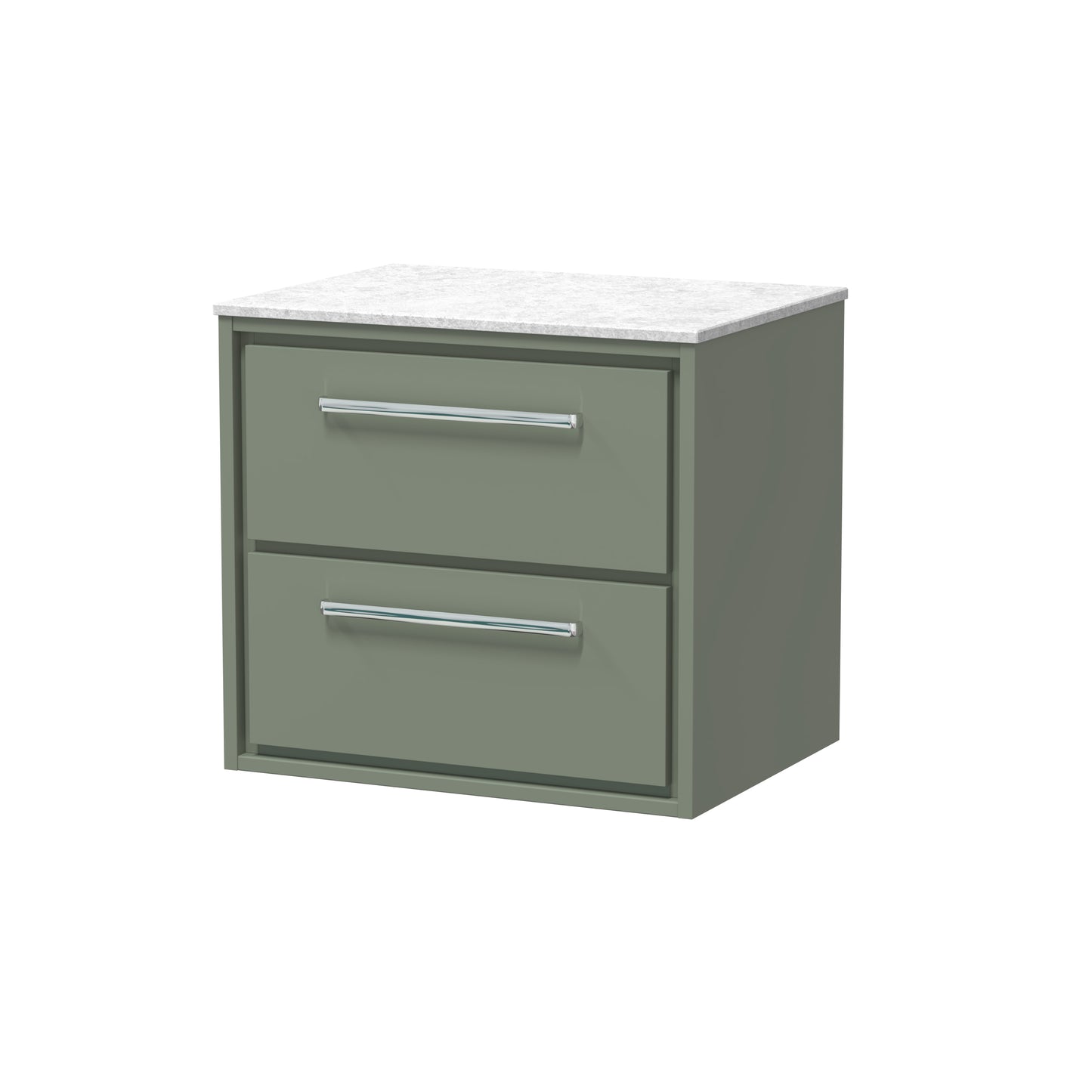 Hudson Reed 600mm Wall Hung 2-Drawer Vanity with Marble Worktop