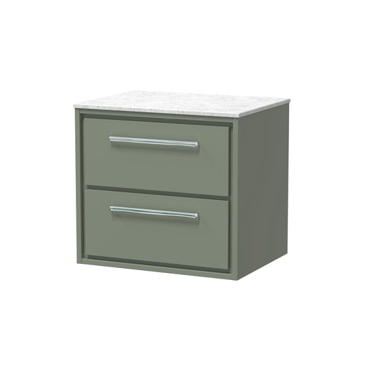 Hudson Reed 600mm Wall Hung 2-Drawer Vanity with Marble Worktop