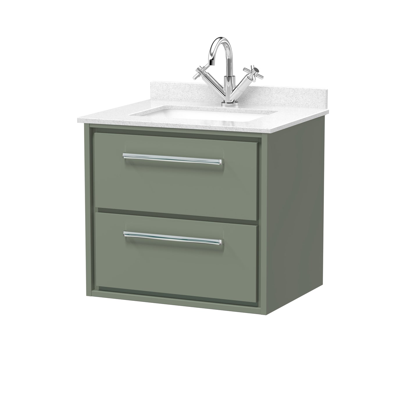 Hudson Reed 600mm Wall Hung 2-Drawer Vanity with Marble Worktop Basin
