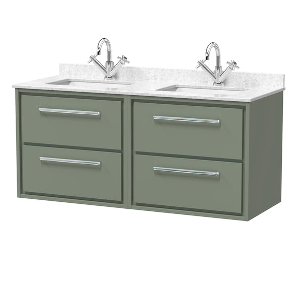 Hudson Reed 1200mm Wall Hung 4-Drawer Vanity with Marble Worktop Basin