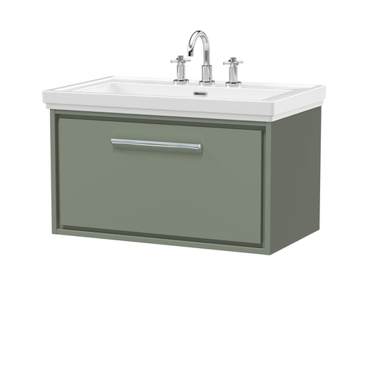 Hudson Reed 800mm Wall Hung Single Drawer Vanity with Basin - 3 Tap Hole