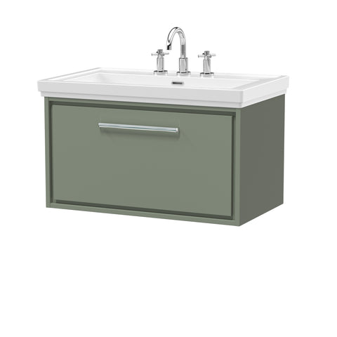 Hudson Reed 800mm Wall Hung Single Drawer Vanity with Basin - 3 Tap Hole