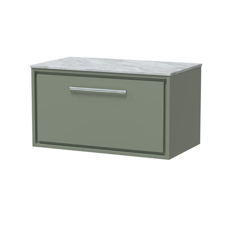 Hudson Reed 800mm Wall Hung Single Drawer Vanity with Marble Worktop