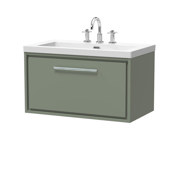 Hudson Reed 800mm Wall Hung Single Drawer Vanity with Basin - 3 Tap Hole