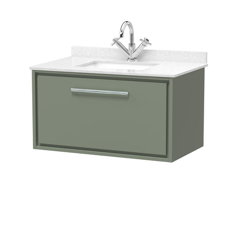 Hudson Reed 800mm Wall Hung Single Drawer Vanity with Marble Worktop Basin