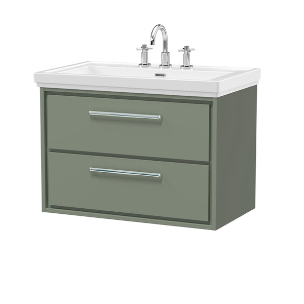 Hudson Reed 800mm Wall Hung 2-Drawer Vanity with Basin - 3 Tap Hole