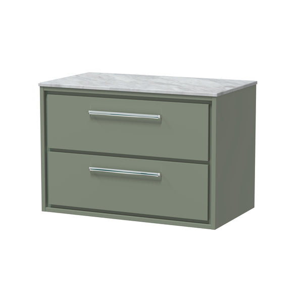Hudson Reed 800mm Wall Hung 2-Drawer Vanity with Marble Worktop