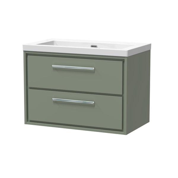 Hudson Reed 800mm Wall Hung 2-Drawer Vanity with Basin - 0 Tap Hole