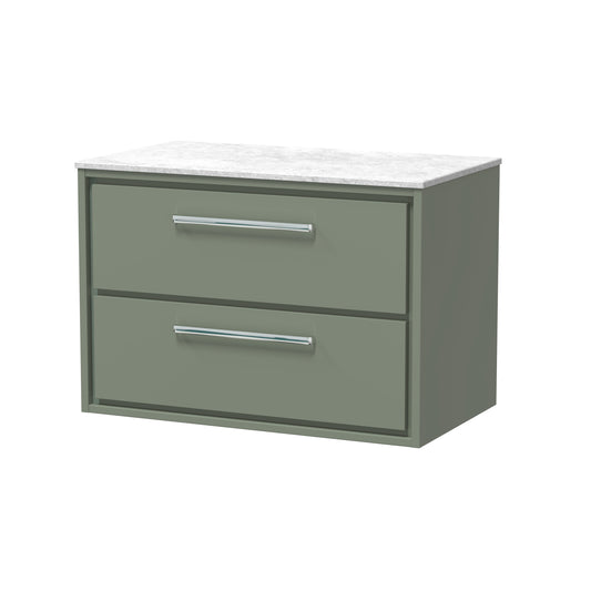 Hudson Reed 800mm Wall Hung 2-Drawer Vanity with Marble Worktop