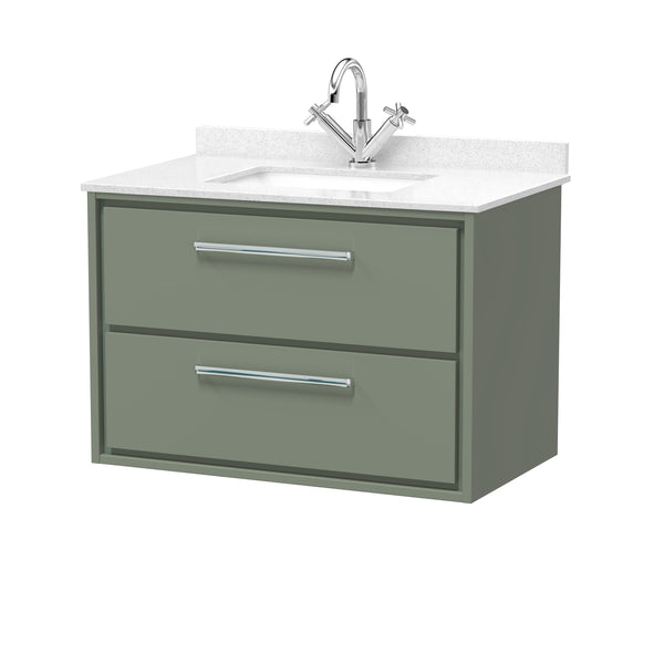Hudson Reed 800mm Wall Hung 2-Drawer Vanity with Marble Worktop Basin