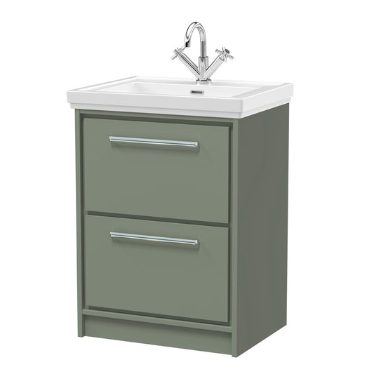 Hudson Reed 600mm Floor Standing 2-Drawer Vanity with Basin - 1 Tap Hole