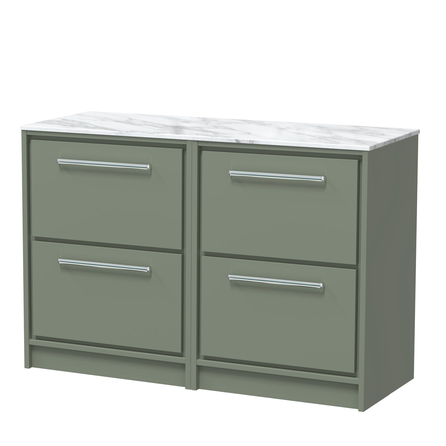 Hudson Reed 1200mm Floor Standing 4-Drawer Vanity with Marble Worktop