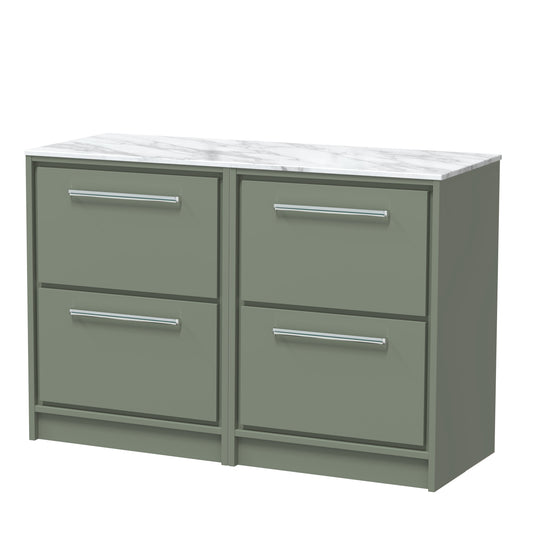 Hudson Reed 1200mm Floor Standing 4-Drawer Vanity with Marble Worktop