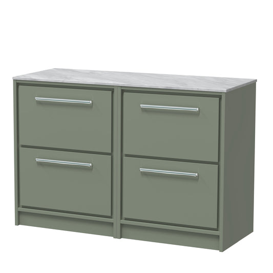 Hudson Reed 1200mm Floor Standing 4-Drawer Vanity with Marble Worktop