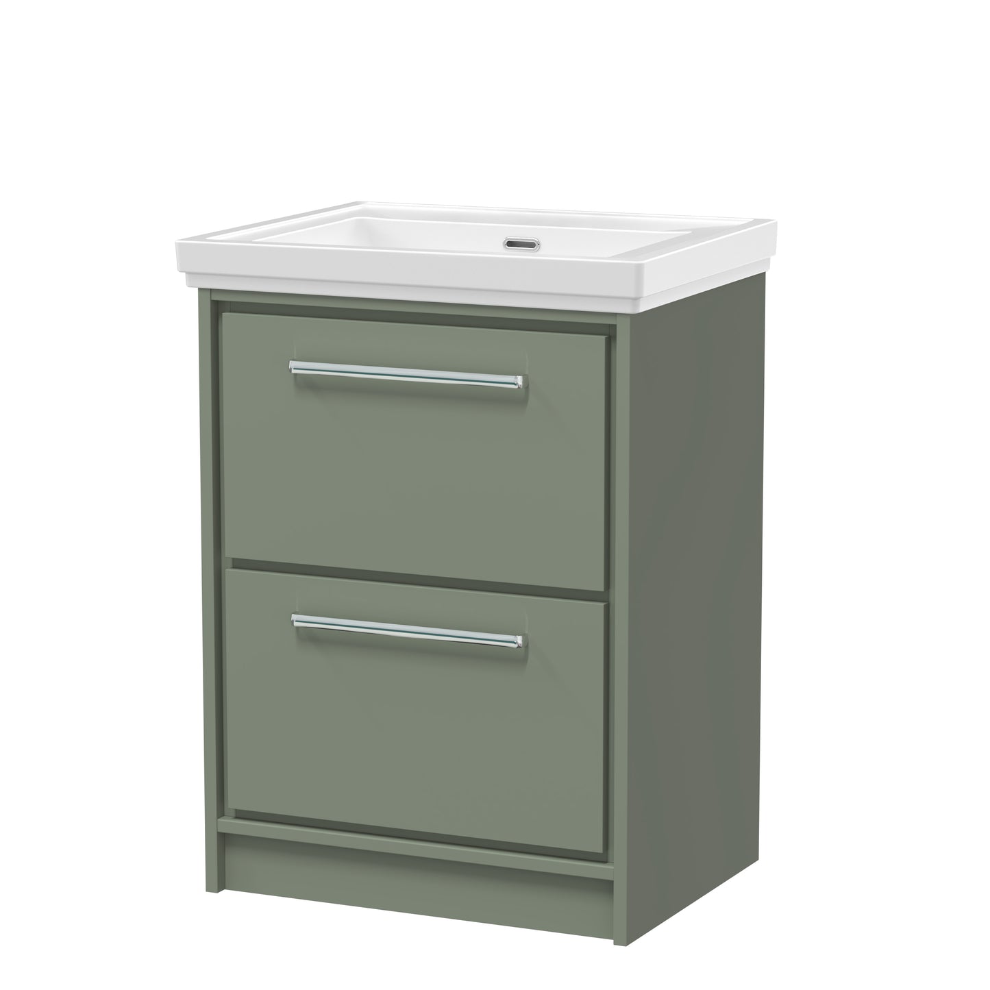Hudson Reed 600mm Floor Standing 2-Drawer Vanity with Basin - 0 Tap Hole