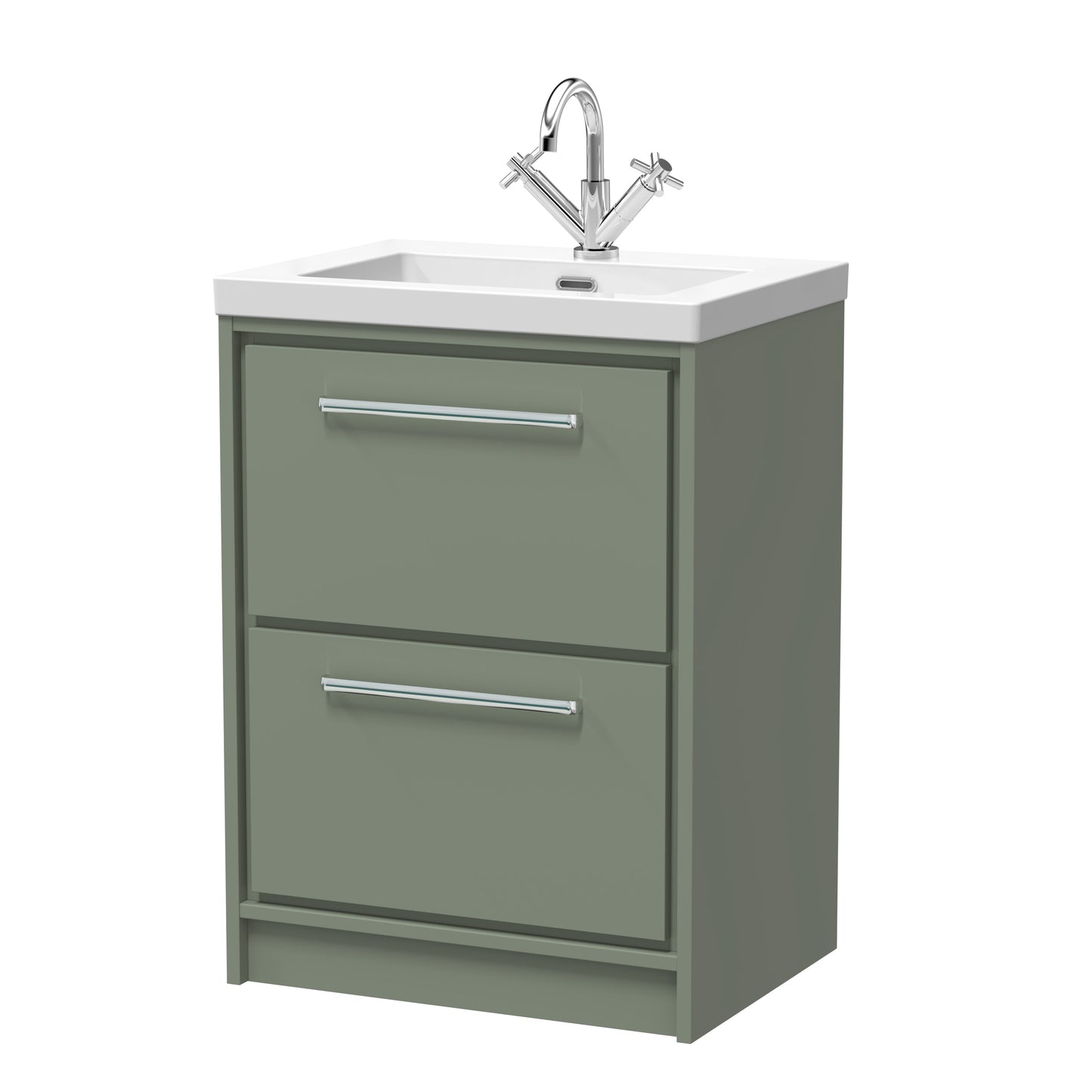 Hudson Reed 600mm Floor Standing 2-Drawer Vanity with Basin - 1 Tap Hole