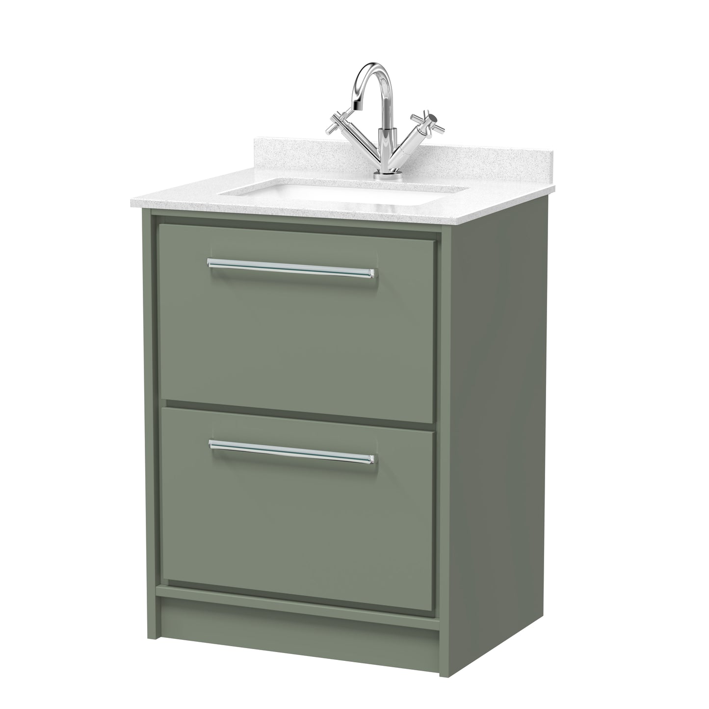 Hudson Reed 600mm Floor Standing 2-Drawer Vanity with Marble Worktop Basin