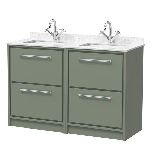 Hudson Reed 1200mm Floor Standing 4-Drawer Vanity with Marble Worktop Basin