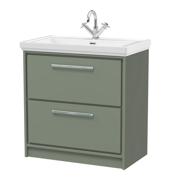 Hudson Reed 800mm Floor Standing 2-Drawer Vanity with Basin - 1 Tap Hole