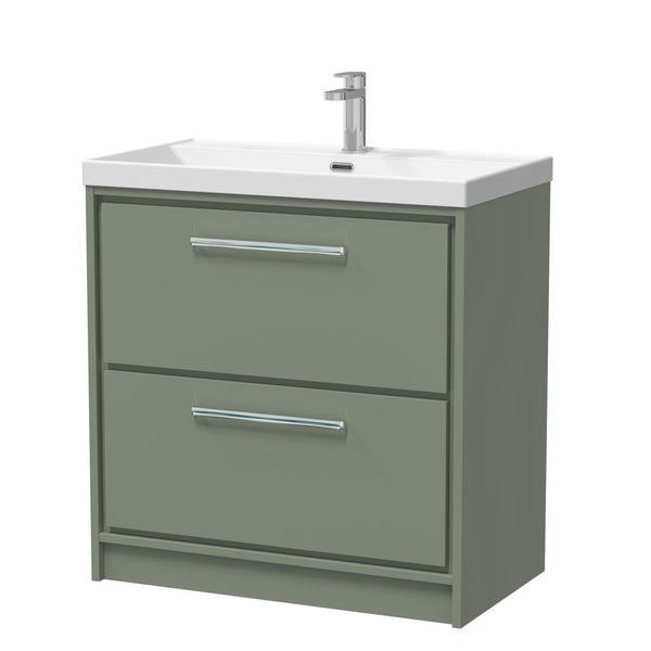 Hudson Reed 800mm Floor Standing 2-Drawer Vanity with Basin - 1 Tap Hole