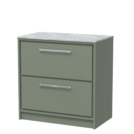 Hudson Reed 800mm Floor Standing 2-Drawer Vanity with Marble Worktop