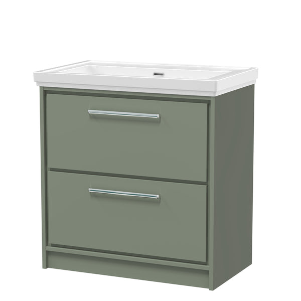 Hudson Reed 800mm Floor Standing 2-Drawer Vanity with Basin - 0 Tap Hole