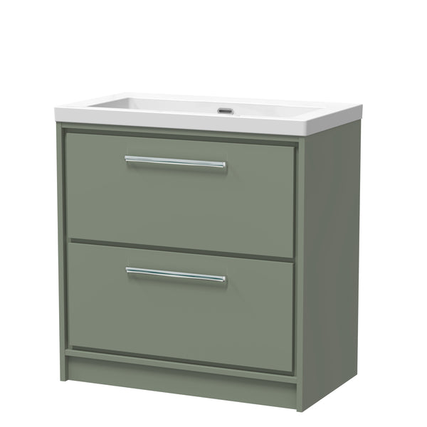 Hudson Reed 800mm Floor Standing 2-Drawer Vanity with Basin - 0 Tap Hole