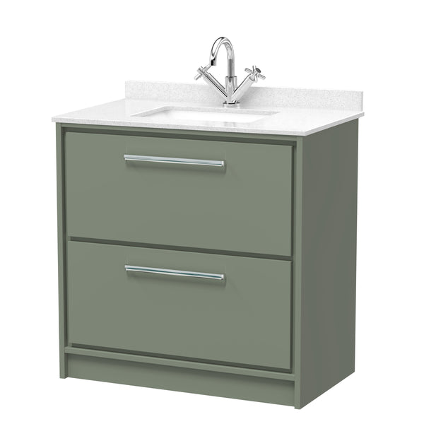 Hudson Reed 800mm Floor Standing 2-Drawer Vanity with Marble Worktop Basin