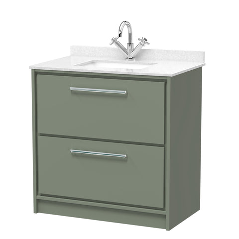 Hudson Reed 800mm Floor Standing 2-Drawer Vanity with Marble Worktop Basin