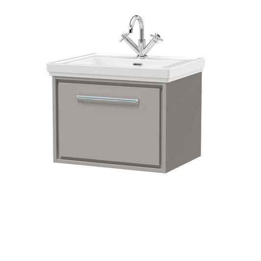 Hudson Reed 600mm Wall Hung Single Drawer Vanity with Basin - 1 Tap Hole