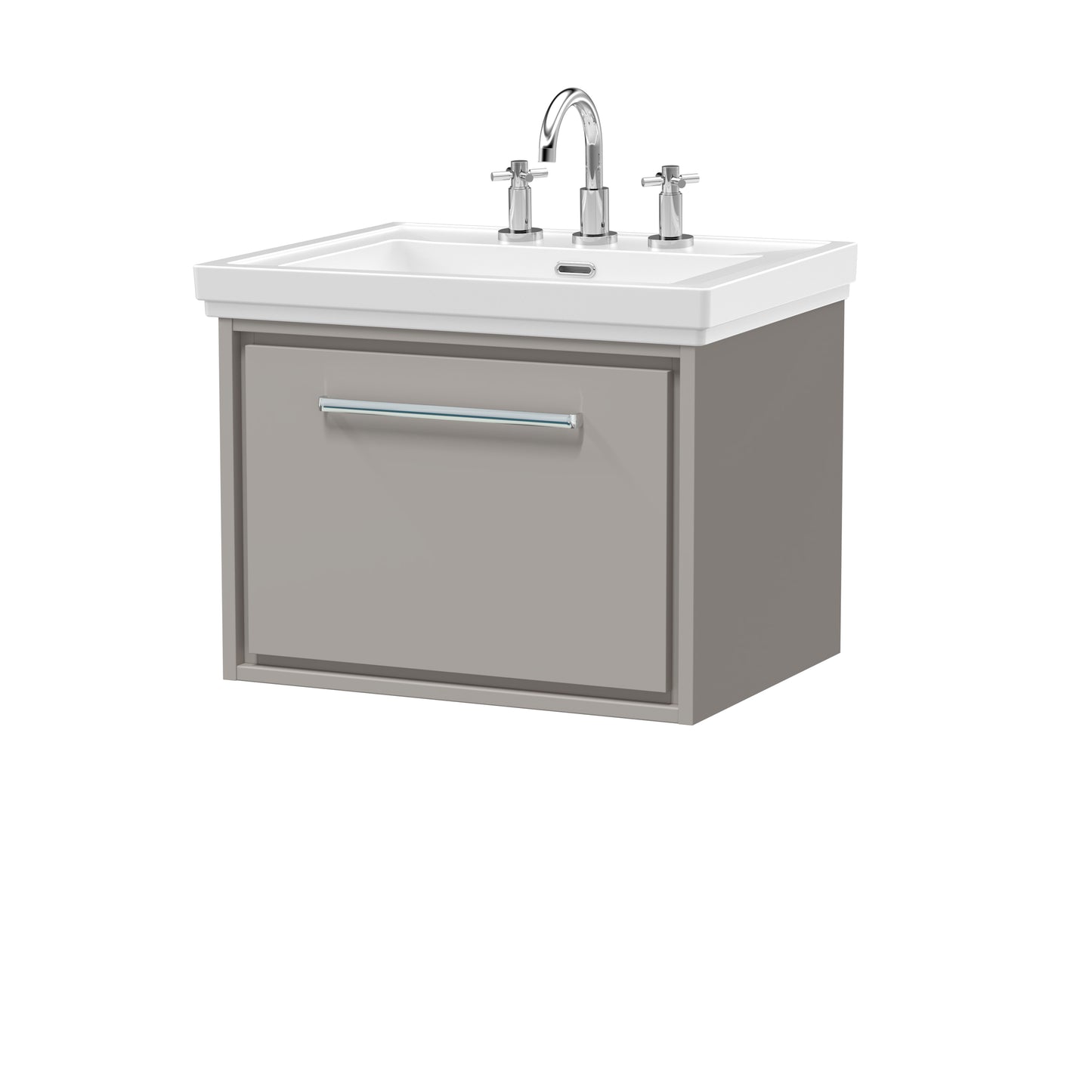 Hudson Reed 600mm Wall Hung Single Drawer Vanity with Basin - 3 Tap Hole