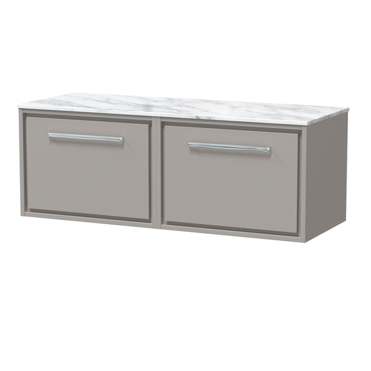 Hudson Reed 1200mm Wall Hung Single Drawer Vanity with Marble Worktop