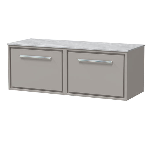 Hudson Reed 1200mm Wall Hung Single Drawer Vanity with Marble Worktop