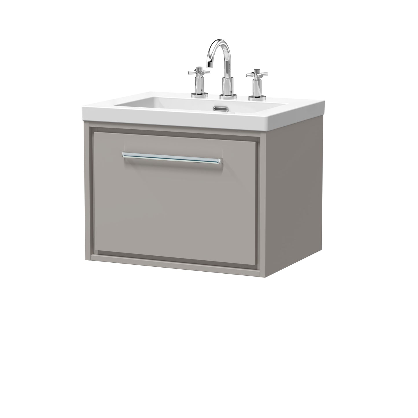 Hudson Reed 600mm Wall Hung Single Drawer Vanity with Basin - 3 Tap Hole