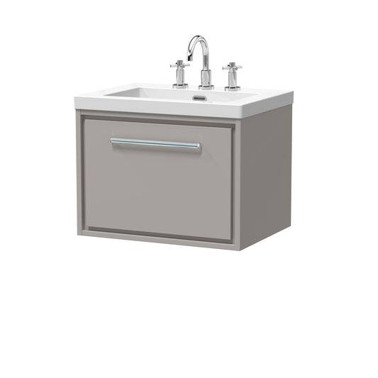 Hudson Reed 600mm Wall Hung Single Drawer Vanity with Basin - 3 Tap Hole