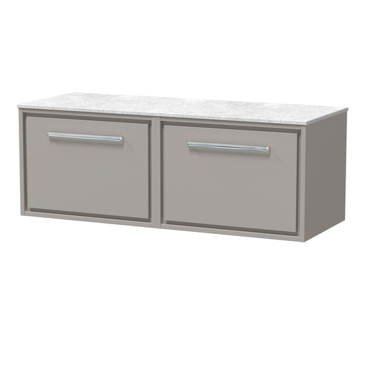 Hudson Reed 1200mm Wall Hung Single Drawer Vanity with Marble Worktop