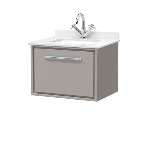 Hudson Reed 600mm Wall Hung Single Drawer Vanity with Marble Worktop Basin