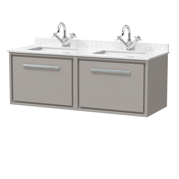 Hudson Reed 1200mm Wall Hung Single Drawer Vanity with Marble Worktop Basin