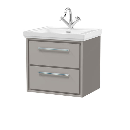 Hudson Reed 600mm Wall Hung 2-Drawer Vanity with Basin - 1 Tap Hole